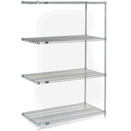 Nexel 5 Tier Chrome Wire Shelving Add-On Unit, 72W x 18D x 86H A18728C5